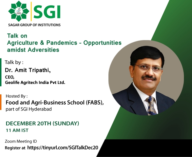 Talk on Agriculture & Pandemics – Opportunities amidst Adversities