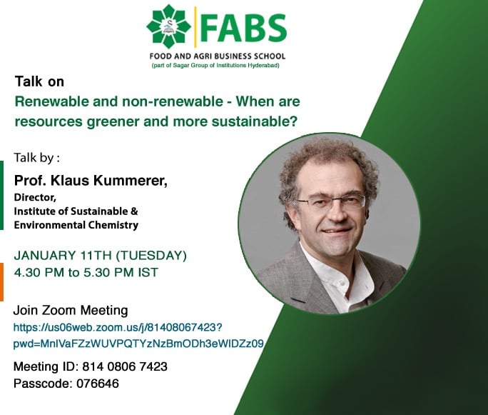 Talk on Renewable and non-renewable – When are resources greener and more sustainable